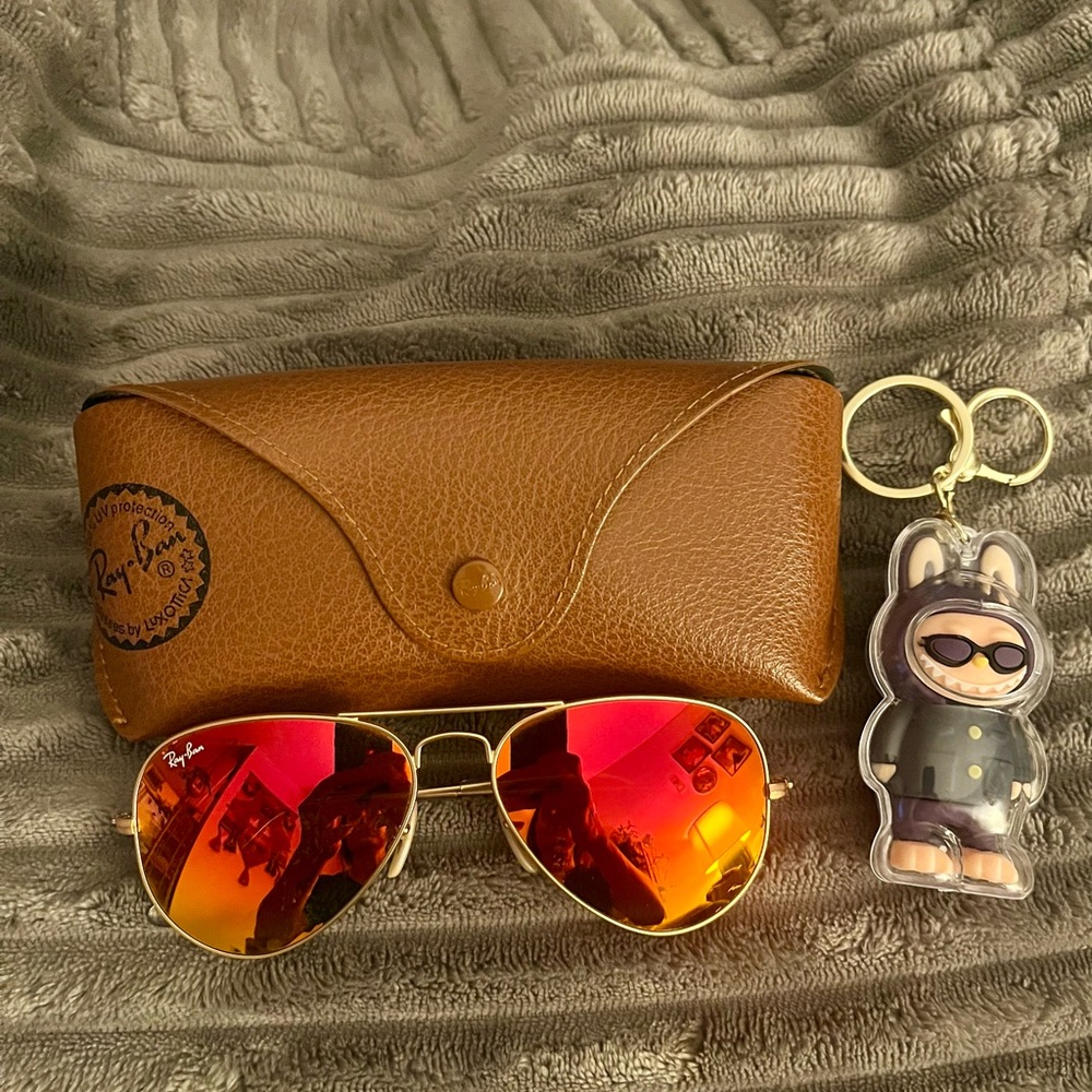 Authentic Ray-Ban Aviators w/Labubu keychain:)